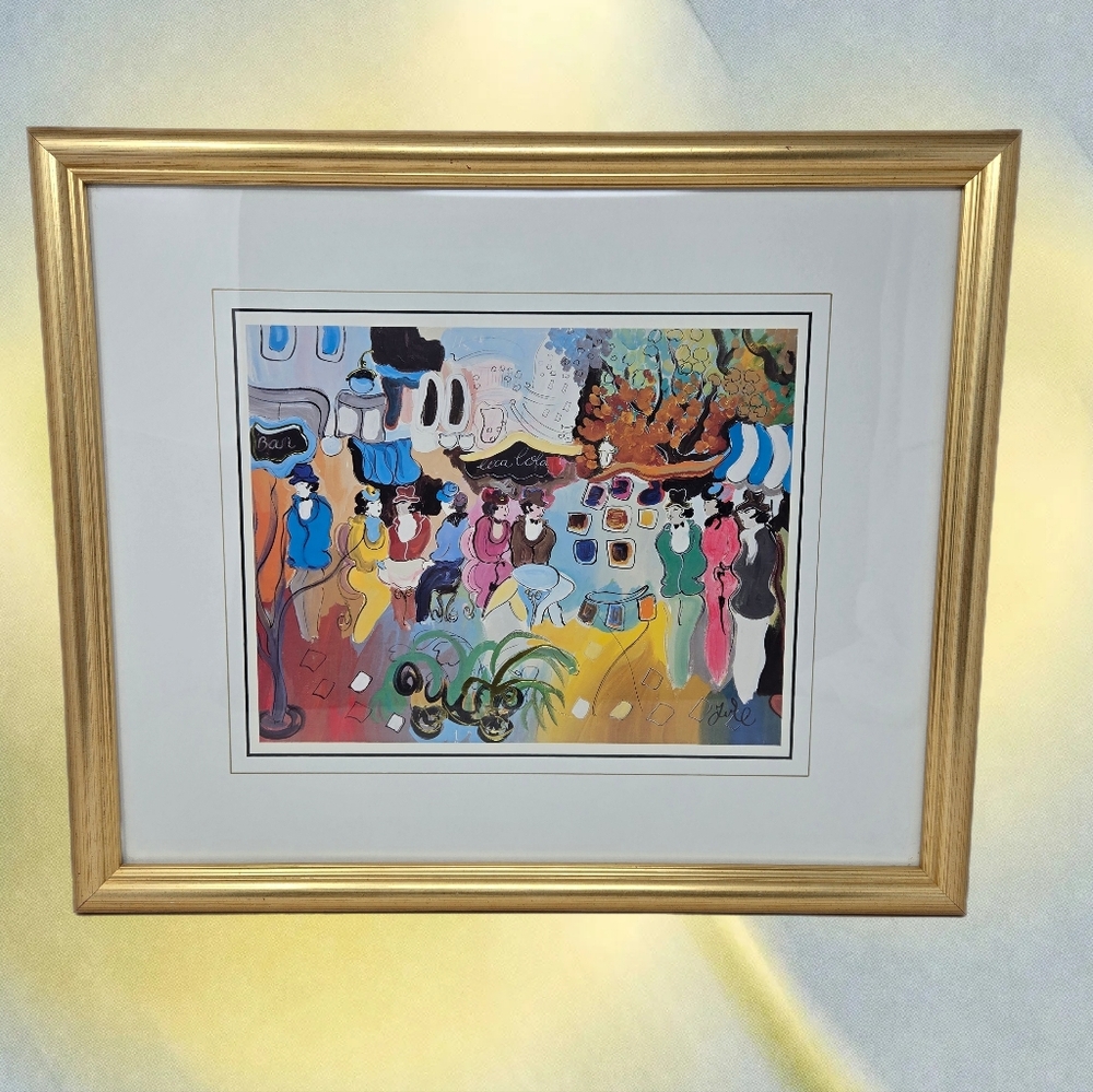 Mid 20th Century In The Court Yard  Serigraph Print By Zule Moskowitz Signed